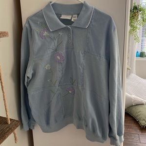 alfred dunner embroidered floral grandma sweatshirt